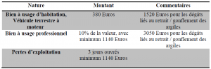 Tableau 1 CATASTROPHES NATURELLES ET ALEA CLIMATIQUE, ENTRE PREVENTION ET GESTION DES RISQUES