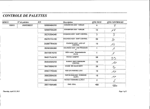 Feuille d’inventaire palette